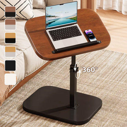 🛋️ Ha allt nära till hands utan att ta extra plats – C-format sidobord med roterande bricka och justerbar design