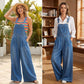 👗 TIDSBEGRÄNSAT 50% RABATT! Dambyxor med vida ben i denim, justerbar axelrem, lös jeansdress