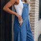 👗 TIDSBEGRÄNSAT 50% RABATT! Dambyxor med vida ben i denim, justerbar axelrem, lös jeansdress