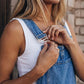 👗 TIDSBEGRÄNSAT 50% RABATT! Dambyxor med vida ben i denim, justerbar axelrem, lös jeansdress