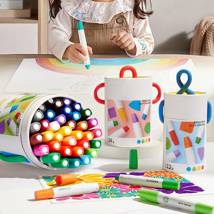 🎨 Måla fritt utan onödigt kladd – tvättbara och snabbtorkande oljepastellkritor för kreativ lek hemma