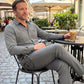 Männs tvådelad solid färg walking suit set