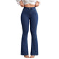 Högmidjade jeans med elastisk vid ben för kvinnor