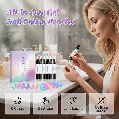 💅 50 % RABATT! 6 gellackspennor – vrid, måla och skapa snygga naglar utan grundlack