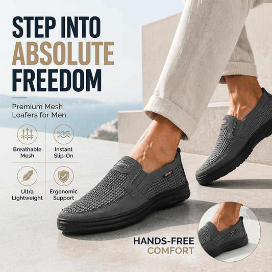 👟 Lätta och luftiga hela dagen – andningsbara slip-on-skor i mesh för män med bekväm passform