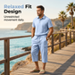 🔥 50 % RABATT NU! 👔 Herr Linne-set för sommaren – luftig skjorta & cargoshorts med stilren avslappnad look ✨