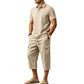 🔥 50 % RABATT NU! 👔 Herr Linne-set för sommaren – luftig skjorta & cargoshorts med stilren avslappnad look ✨