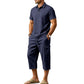 🔥 50 % RABATT NU! 👔 Herr Linne-set för sommaren – luftig skjorta & cargoshorts med stilren avslappnad look ✨