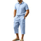 🔥 50 % RABATT NU! 👔 Herr Linne-set för sommaren – luftig skjorta & cargoshorts med stilren avslappnad look ✨