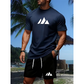 🏃 50% RABATT! ✨ Herr Sommarset – Geometriskt mönstrad T-shirt med korta ärmar & dragsko-shorts | Andningsbart & Stilrent 🌊