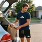 🏃 50% RABATT! ✨ Herr Sommarset – Geometriskt mönstrad T-shirt med korta ärmar & dragsko-shorts | Andningsbart & Stilrent 🌊