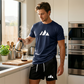 🏃 50% RABATT! ✨ Herr Sommarset – Geometriskt mönstrad T-shirt med korta ärmar & dragsko-shorts | Andningsbart & Stilrent 🌊