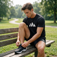 🏃 50% RABATT! ✨ Herr Sommarset – Geometriskt mönstrad T-shirt med korta ärmar & dragsko-shorts | Andningsbart & Stilrent 🌊
