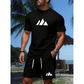 🏃 50% RABATT! ✨ Herr Sommarset – Geometriskt mönstrad T-shirt med korta ärmar & dragsko-shorts | Andningsbart & Stilrent 🌊