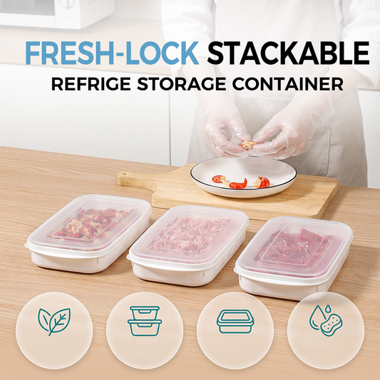 🎁 KÖP 1, FÅ 1 GRATIS! Stapelbar kylskåpsbox med lock – smart förvaring för grönsaker, frukt och matvaror 🧊