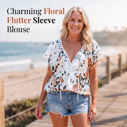 ✨ Blommig V-ringad blus – feminin stil för vardag, arbete och fritid 🌷