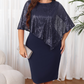 🌙🌸 TIDSBEGRÄNSAT ERBJUDANDE 50% RABATT! 🦸 Asymmetrisk klänning med cape och paljetter – Unik capedetalj och elegant silhuett – Problemfri kvallselegans.