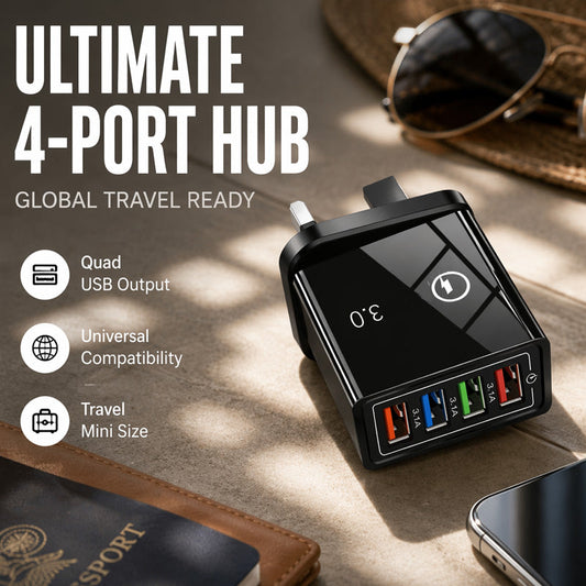 🔌 Slipp trånga uttag – 4-portars USB-laddare för hela familjen