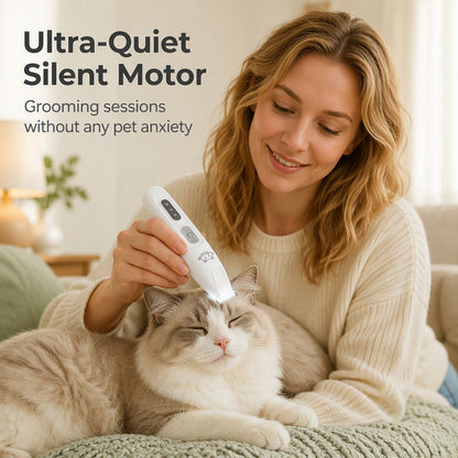 Silent Pet Hair Clipper with LED Light and Ceramic Blade for Dogs and Cats