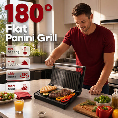 🥪 50 % RABATT NU! 🔥 Elektrisk Smörgås- & Paninigrill med 180° Öppning – Krispiga Smörgåsar, Panini & Mer ✨