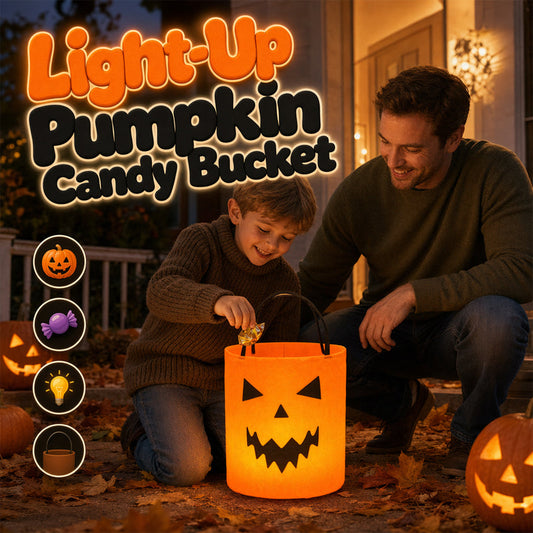 🎃 Gör godisjakten ännu roligare – Halloween-godishink med ljuseffekt som lyser upp kvällen