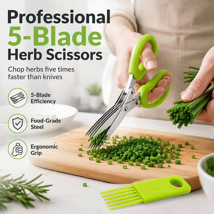 ✂️🔥 50 % RABATT! Hacka örter och grönsaker snabbare – flerskiktad kökssax i rostfritt stål med flera blad i ett klipp