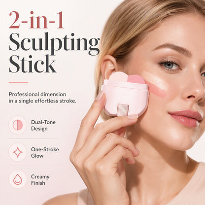 ✨ Färg och lyster i ett svep – 2-i-1 highlighter & rouge-stift för en naturlig glow hela dagen