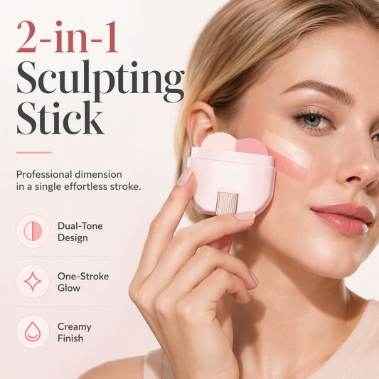 ✨ Färg och lyster i ett svep – 2-i-1 highlighter & rouge-stift för en naturlig glow hela dagen