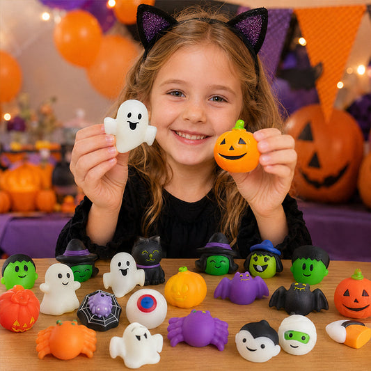 🎃 50 % RABATT! Kläm, lek och ta med Halloweenkänslan överallt – mjuka squishy-leksaker för bus eller godis, festpåsar och klassrum