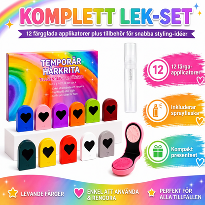 🎨 50 % RABATT NU! 💇‍♀️ Tillfällig hårkritauppsättning för flickor – färgglatt & lätt att tvätta bort – perfekt för fester, temadagar och kreativ lek ✨
