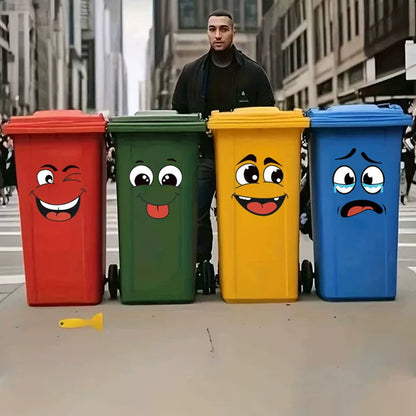 😊 Ge soptunnan ett roligare uttryck – 4 ark smiley-klistermärken för enkel och kreativ dekoration