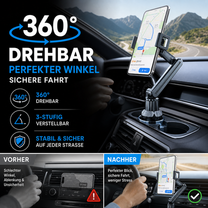 🚗 360° rotation för smartare förvaring i bilen – justerbar mugghållare som håller drycken nära till hands