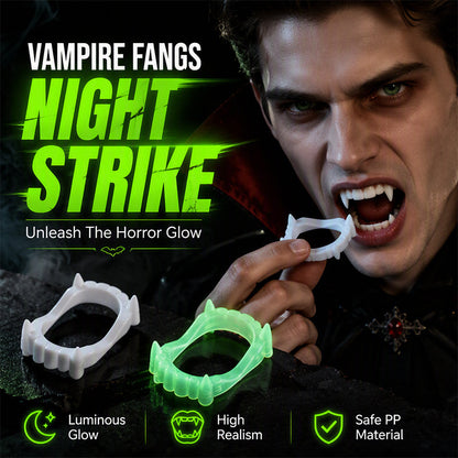 🧛 50 % RABATT! Lys upp Halloweenleendet – glödande vampyrtänder för en kuslig och lekfull look