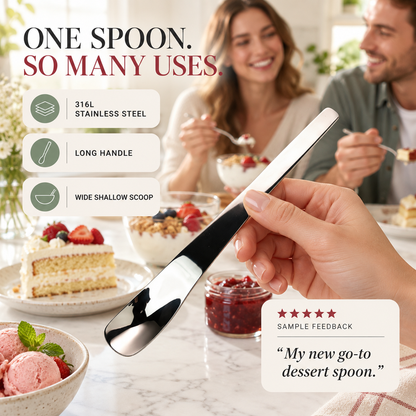 🥄 50 % RABATT! Nå botten utan kladd – dessertsked i rostfritt stål med långt ergonomiskt handtag