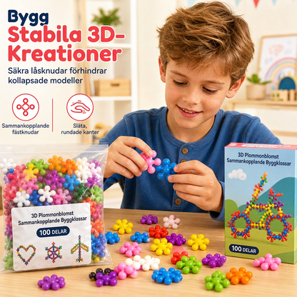 🧩 50 % RABATT! Bygg fritt i 3D – sammankopplade snöflingeklossar för kreativ lek