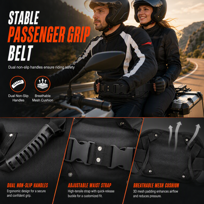 🏍️ 50 % RABATT! Ge passageraren ett stabilare grepp – justerbart midjebälte med handtag