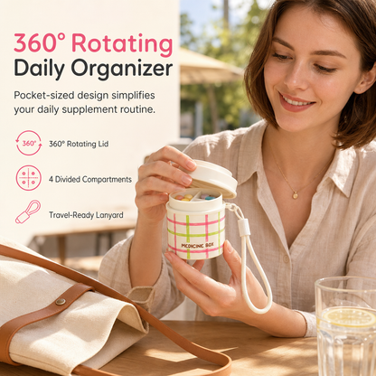 💊 50 % RABATT! Vrid fram rätt fack direkt – 360° roterande tablettbox för bättre ordning