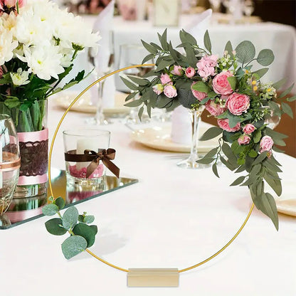 💐 50 % RABATT NU! ✨ Blomsterring i guldfärgad metall med träställ – rustik & elegant dekoration med LED-belysning 🕯️