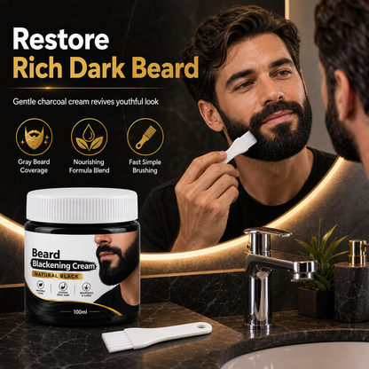 🧔 50 % RABATT! Täck grått skägg med naturlig svart färg – skäggfärgskräm med applikatorborste