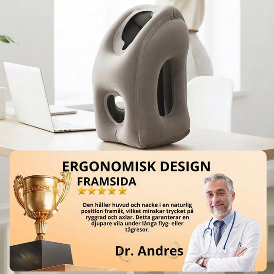 🛏️ 50 % RABATT NU! ✈️ Bärbar uppblåsbar ergonomisk resekudde – 360° nackstöd & 45° perfekt vinkel för resan 💤