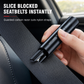🚗 50% RABATT NU! Kompakt bilfönsterkrossare och säkerhetsbältesklippare – fjäderassisterad spets, infälld bandskärare & självhäftande fäste – perfekt att ha nära i bilen ✨