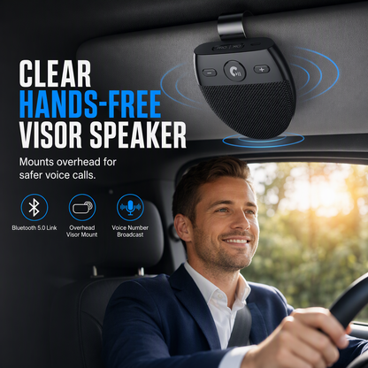 🚗 Kör handsfree utan att hålla i mobilen – Bluetooth-högtalare för bilens solskydd med vibrationsaktiverad autostart och upp till 500 timmars standby