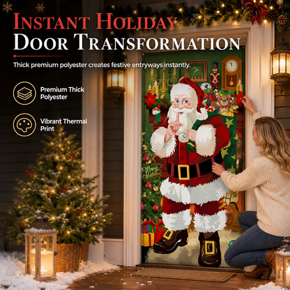 🎄 50 % RABATT! Förvandla dörren till en juldekoration på några sekunder – elastiskt juldörröverdrag med tomte och renar
