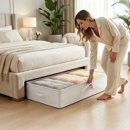 🛏️ 50 % RABATT! Utnyttja det tomma utrymmet under sängen – hopfällbar förvaringsväska med dragkedjelock som skyddar mot damm