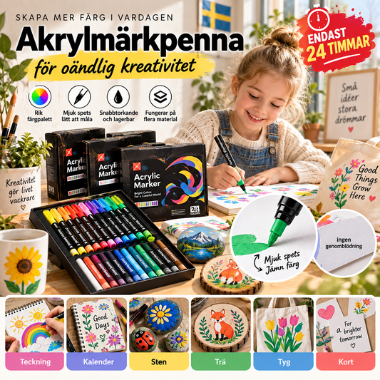 🎨 Snabbtorkande akrylfärgspenna med dubbla spetsar för fina detaljer och bredare linjer